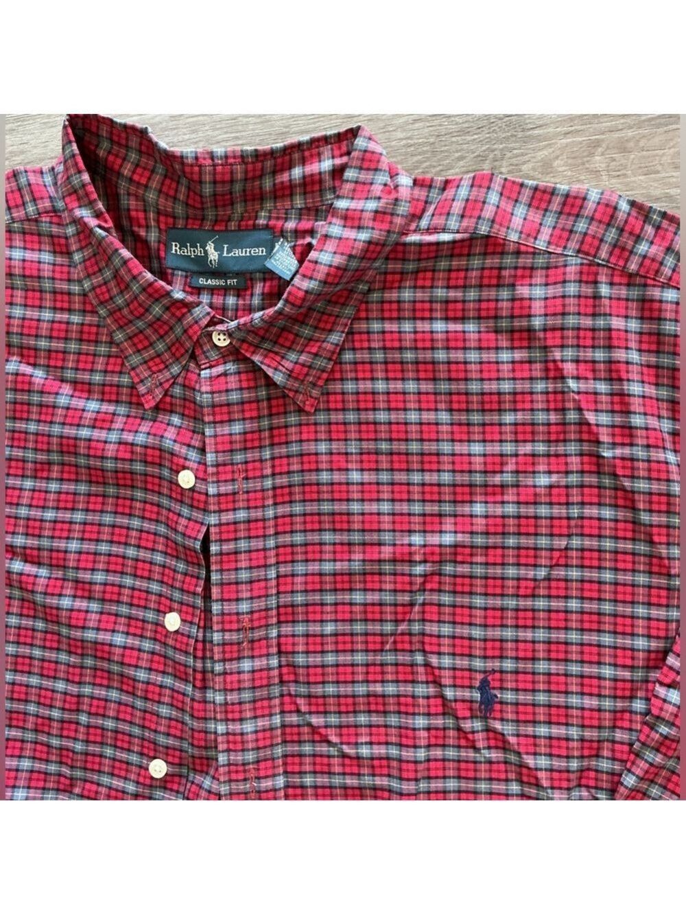 Ralph Lauren Red and Black Plaid Button-Down Shirt